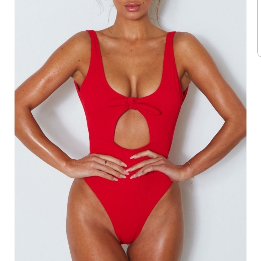 BRAND NEW Red ribbed onepiece swimsuit